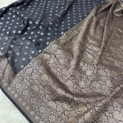 Black Banarasi Khaddi Georgette Saree - BN43