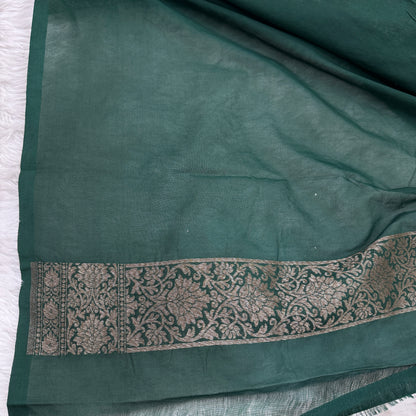 Bottle Green Banarasi Khaddi Georgette Saree - BN38