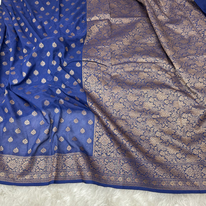Navy Blue Banarasi Khaddi Georgette Saree - BN44