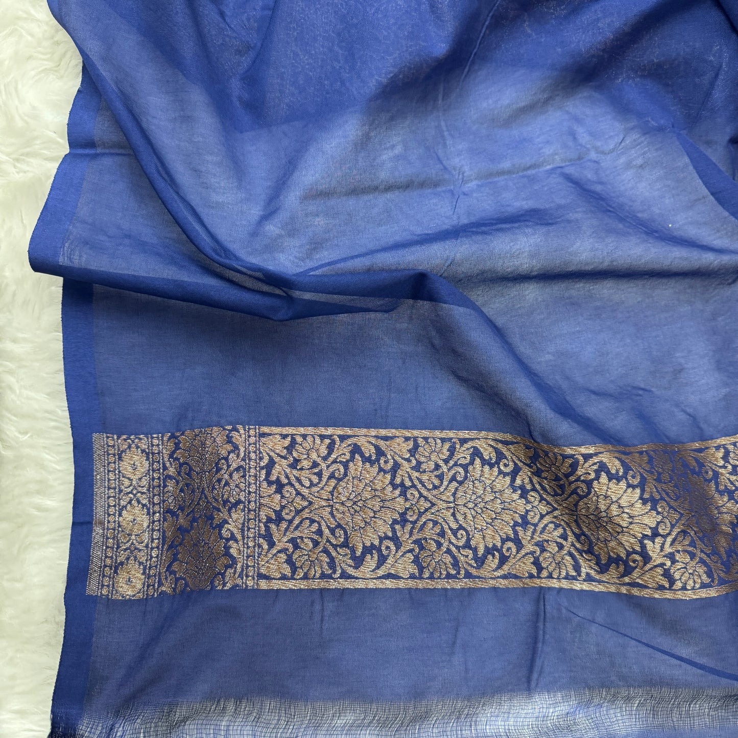Navy Blue Banarasi Khaddi Georgette Saree - BN44