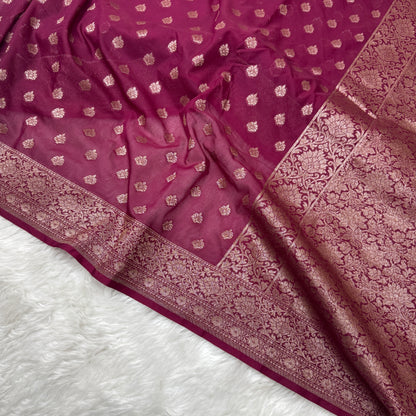 Wine Banarasi Khaddi Georgette Saree - BN45