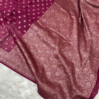 Wine Banarasi Khaddi Georgette Saree - BN45