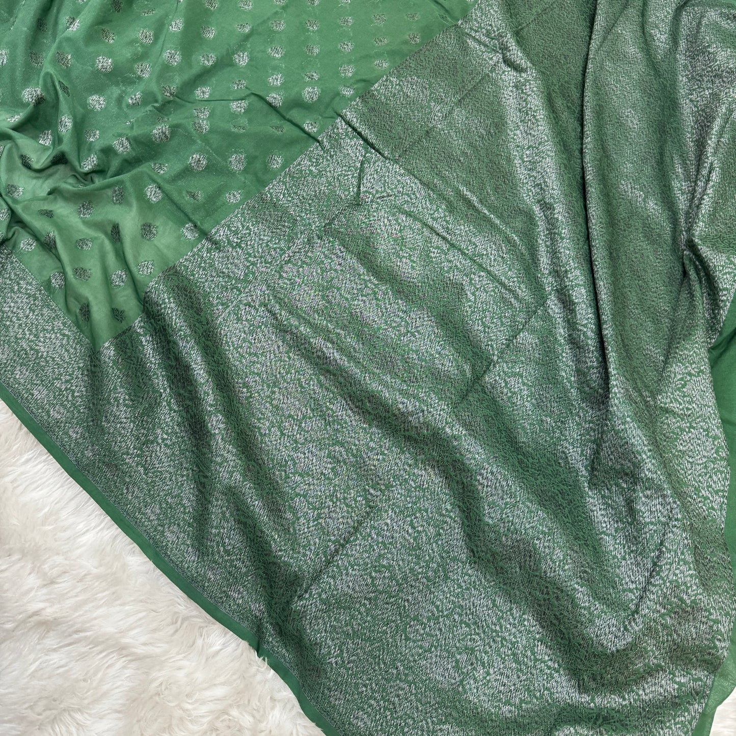Green Banarasi Khaddi Georgette Saree - BN37