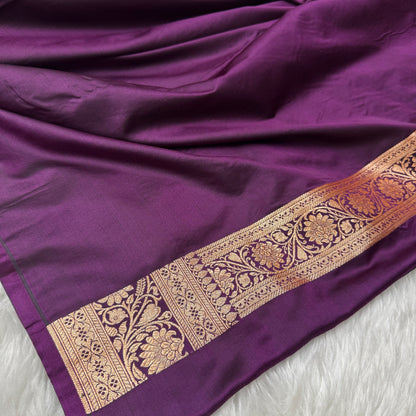 Wine Banarasi Satin Katan Silk Saree - BN47