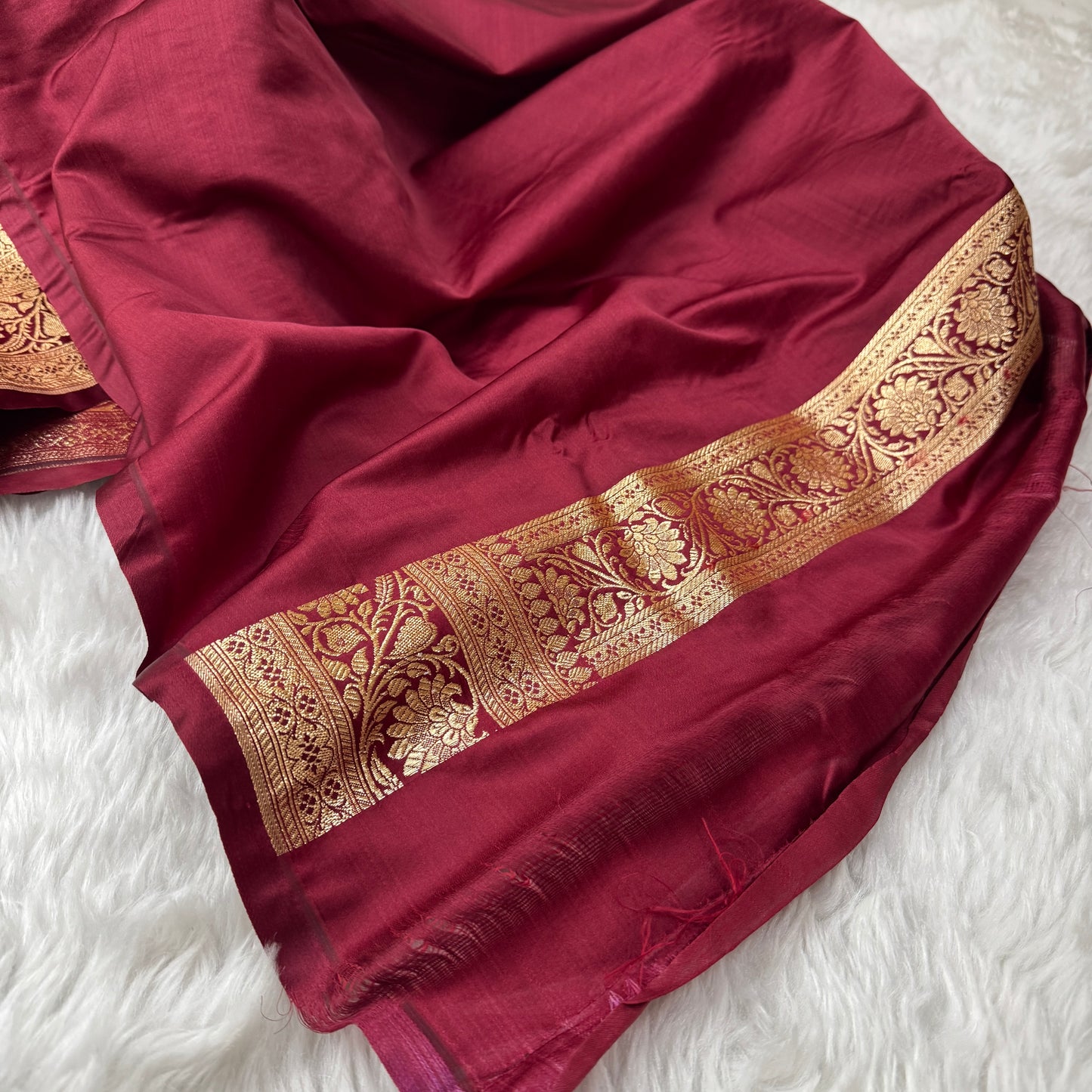Maroon Banarasi Satin Katan Silk Saree - BN49