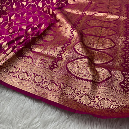 Rani Pink Banarasi Satin Katan Silk Saree - BN51