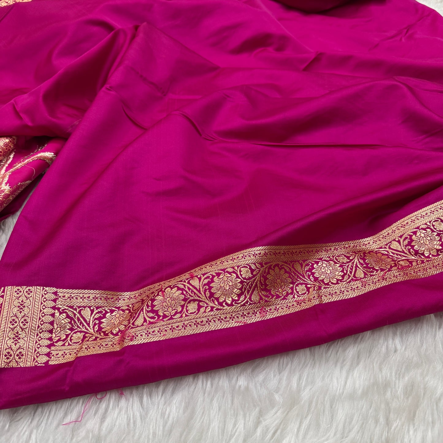 Rani Pink Banarasi Satin Katan Silk Saree - BN51
