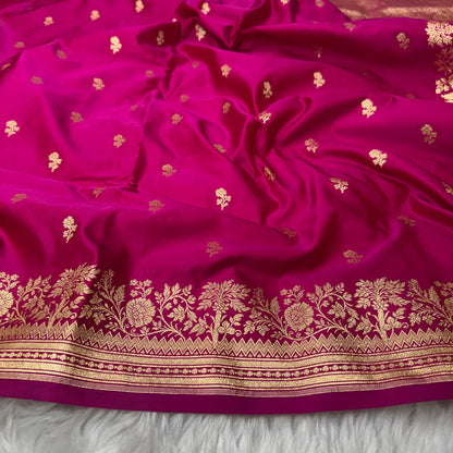 Rani Pink Banarasi Satin Katan Silk Saree - BN54
