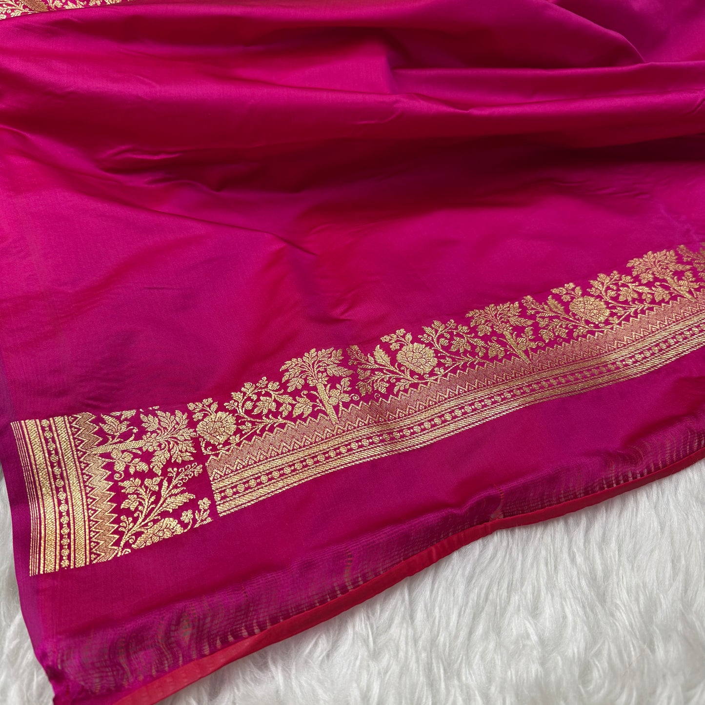 Rani Pink Banarasi Satin Katan Silk Saree - BN54