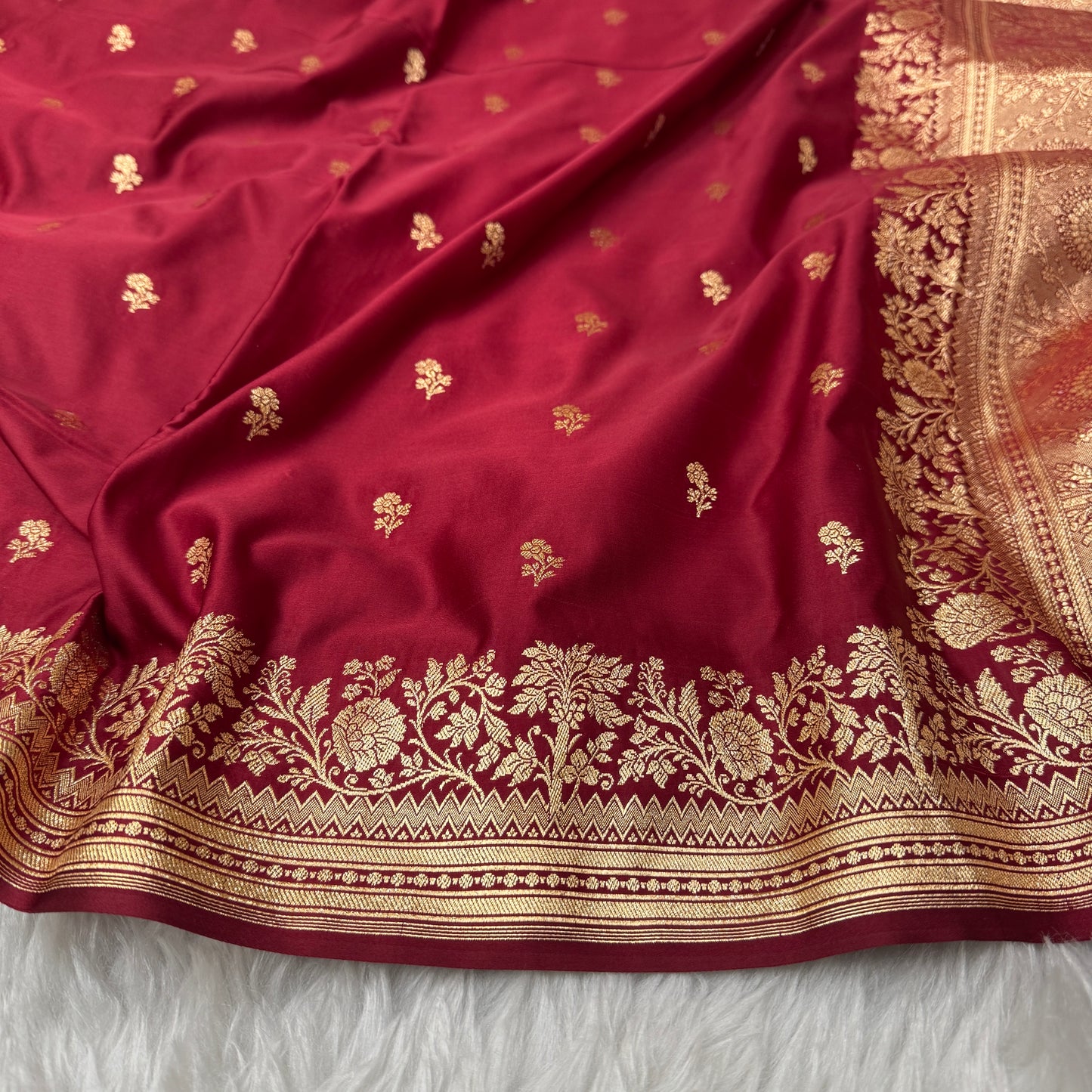 Maroon Banarasi Satin Katan Silk Saree - BN55