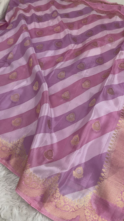 Lavender Rangkaat Banarasi Organza Crepe Silk Saree
