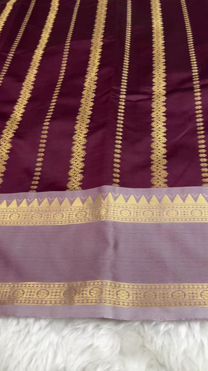 Wine Semi Kanchipuram Silk Saree