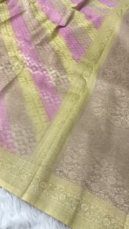 Mehendi Green Leheriya Rangkaat Banarasi Khaddi Georgette Saree