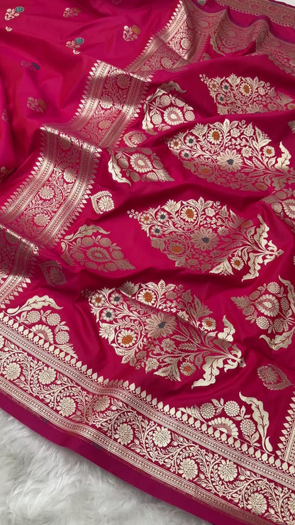 Rani Pink Banarasi Meenakari Katan Silk Saree